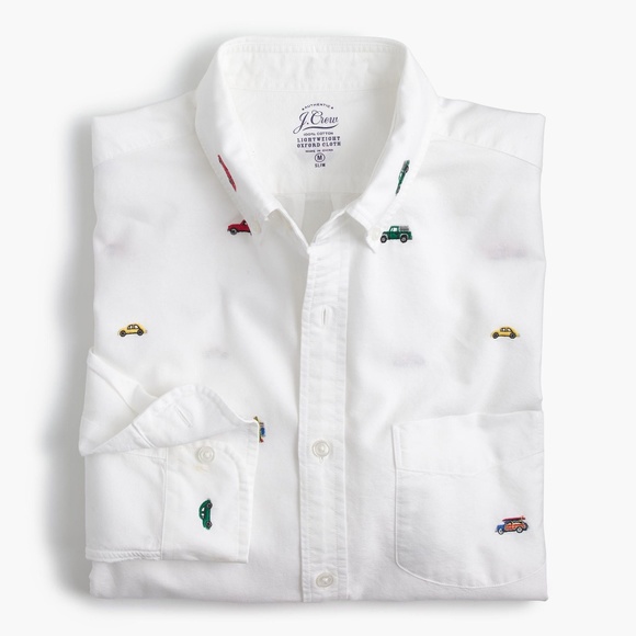 J. Crew Other - Slim lightweight oxford Shirt in embroidered cars